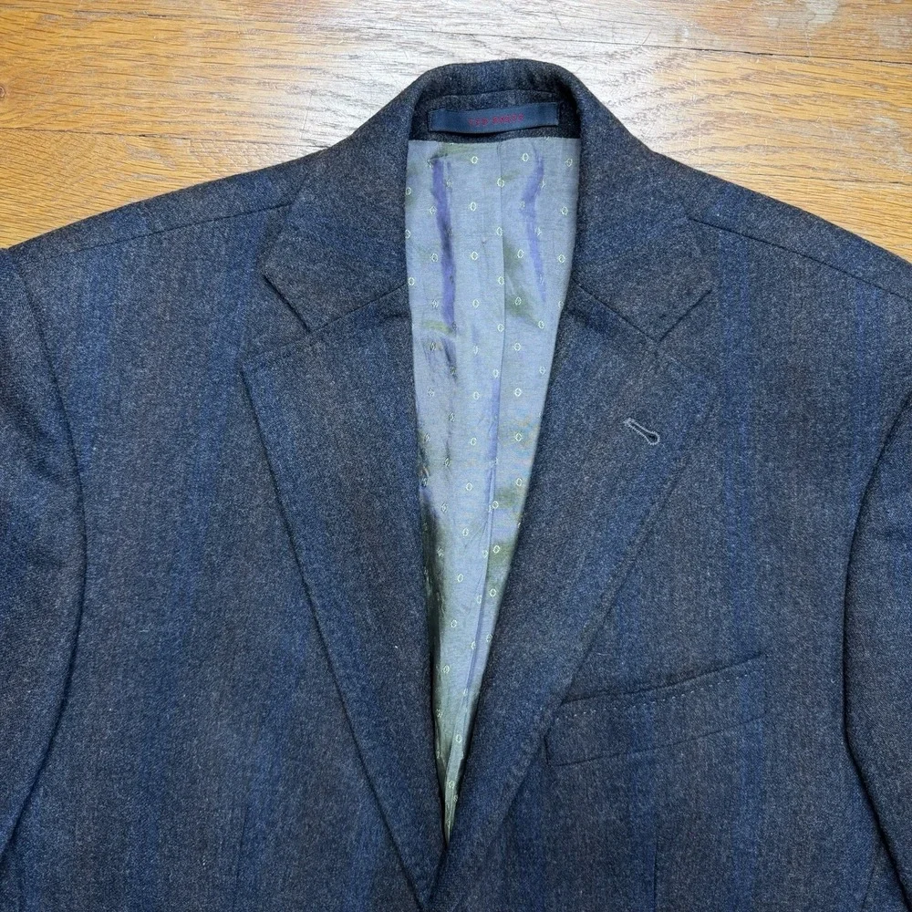 Ted Baker Endurance‎ Blazer Men 38R Wool Tweed Brown Ombré Striped Portugal